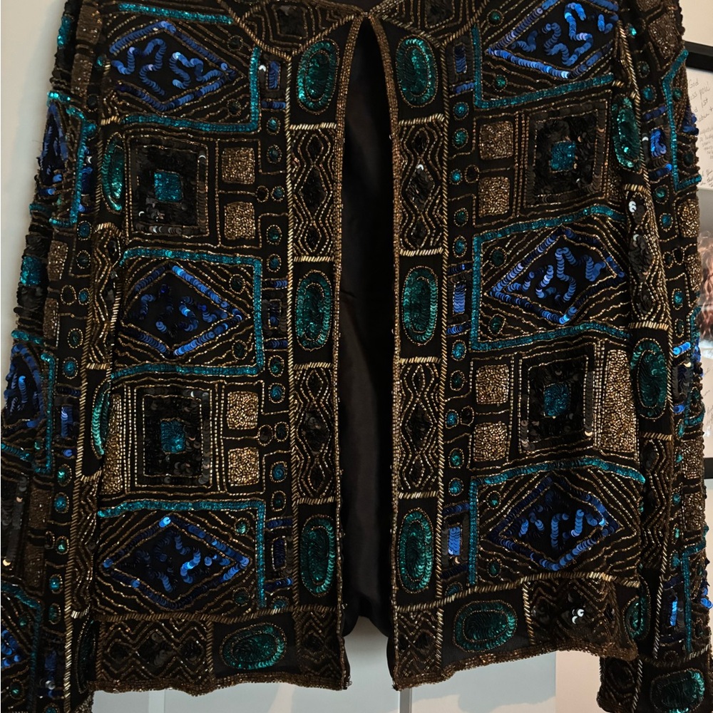 Scala Black and Gold Sequin Jacket